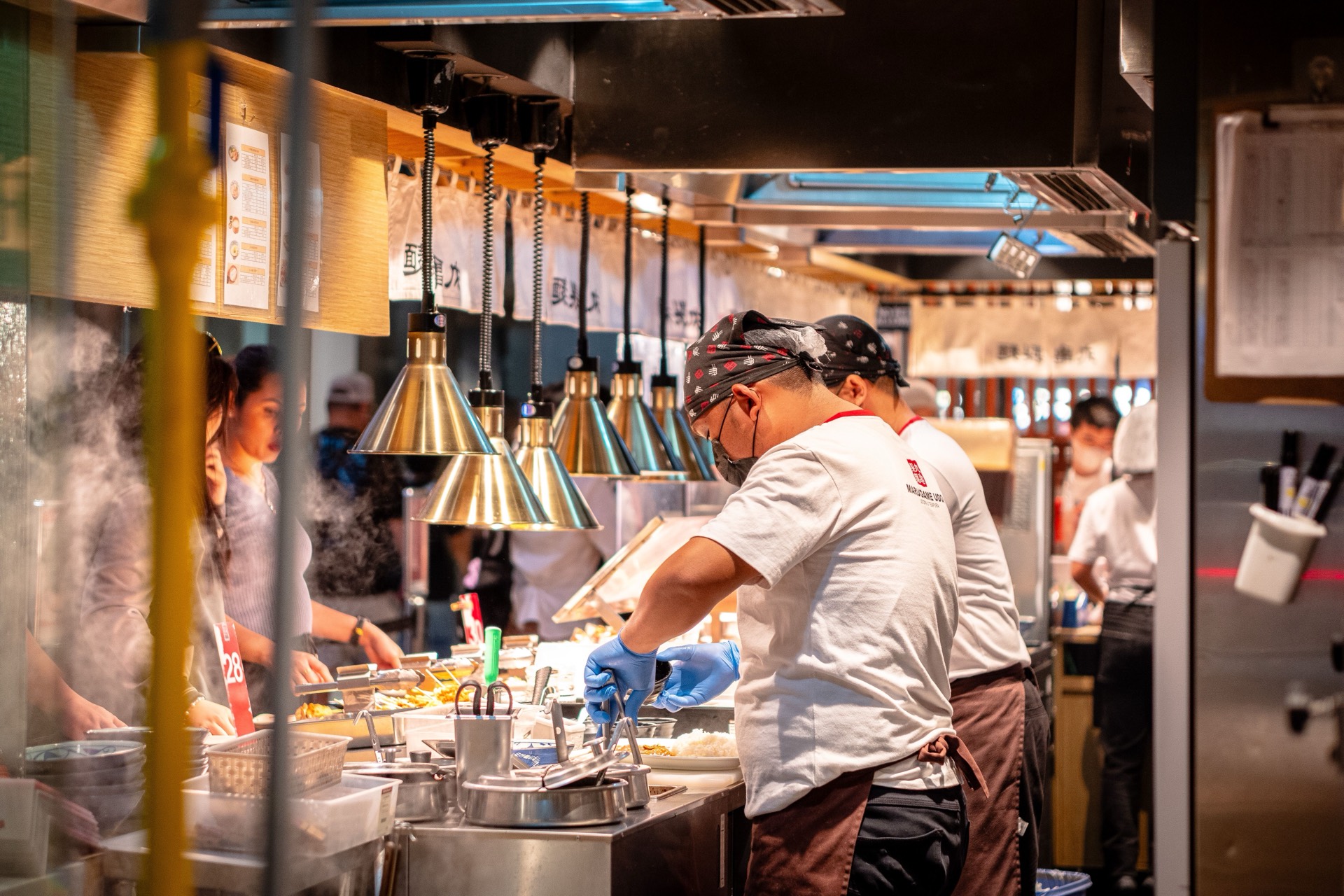 A busy service counter mid-shift
