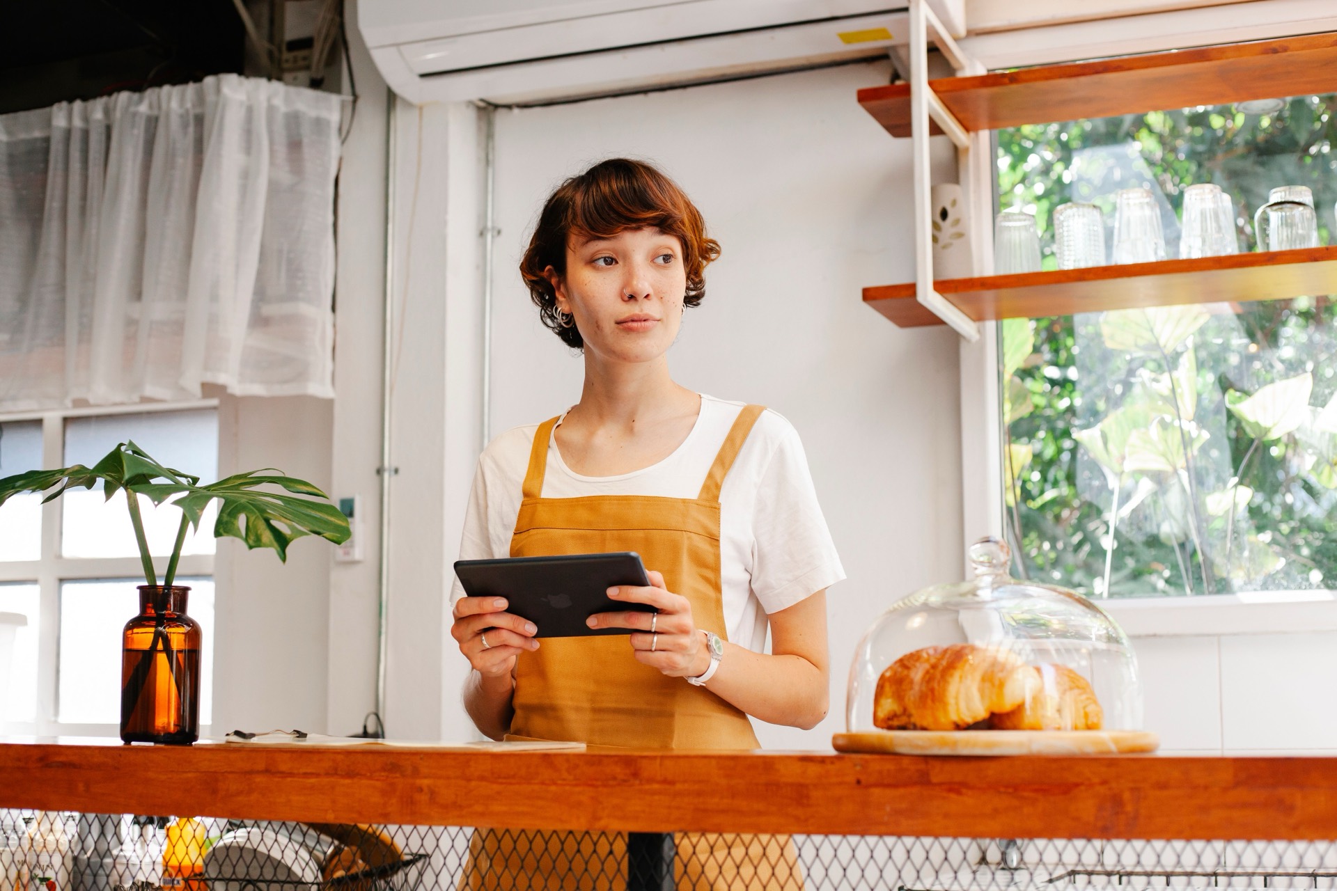 Owner reading a text confirmation